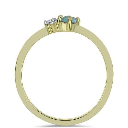 Inel din Argint 925 Placat cu Aur ( 1.52 grame ) cu Labradorit și Topaz Alb 0.17 Carate