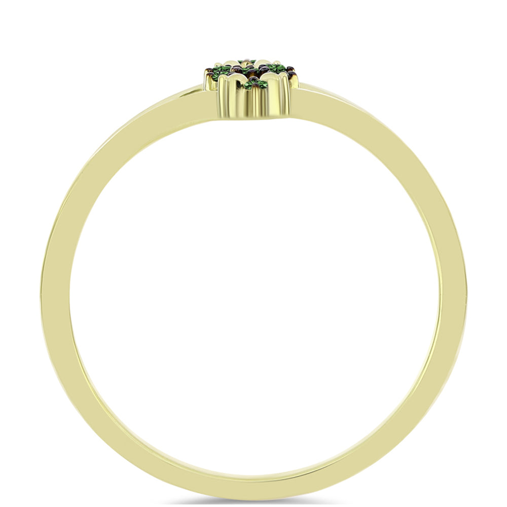 Inel din Argint 925 Placat cu Aur ( 1.87 grame ) cu Diamant Verde 0.08 Carate 2 