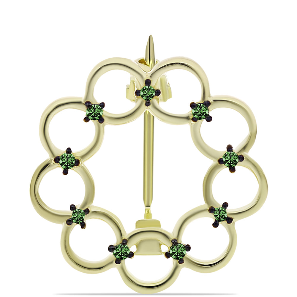 Broşă din Argint 925 Placat cu Aur ( 1.65 grame ) cu Diamant Verde 0.05 Carate 1 