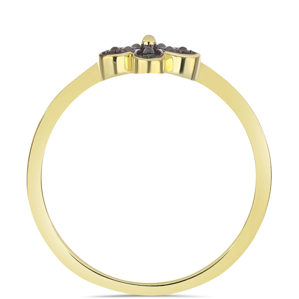 Inel din Argint 925 Placat cu Aur ( 1.8 grame ) cu Diamant Verde 0.02 Carate 2 