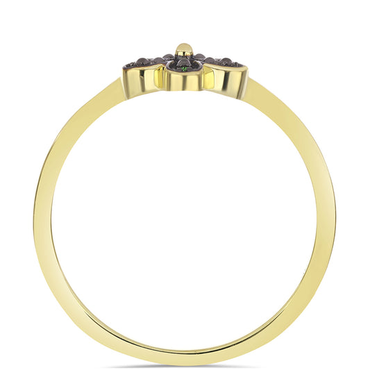 Inel din Argint 925 Placat cu Aur ( 1.8 grame ) cu Diamant Verde 0.02 Carate