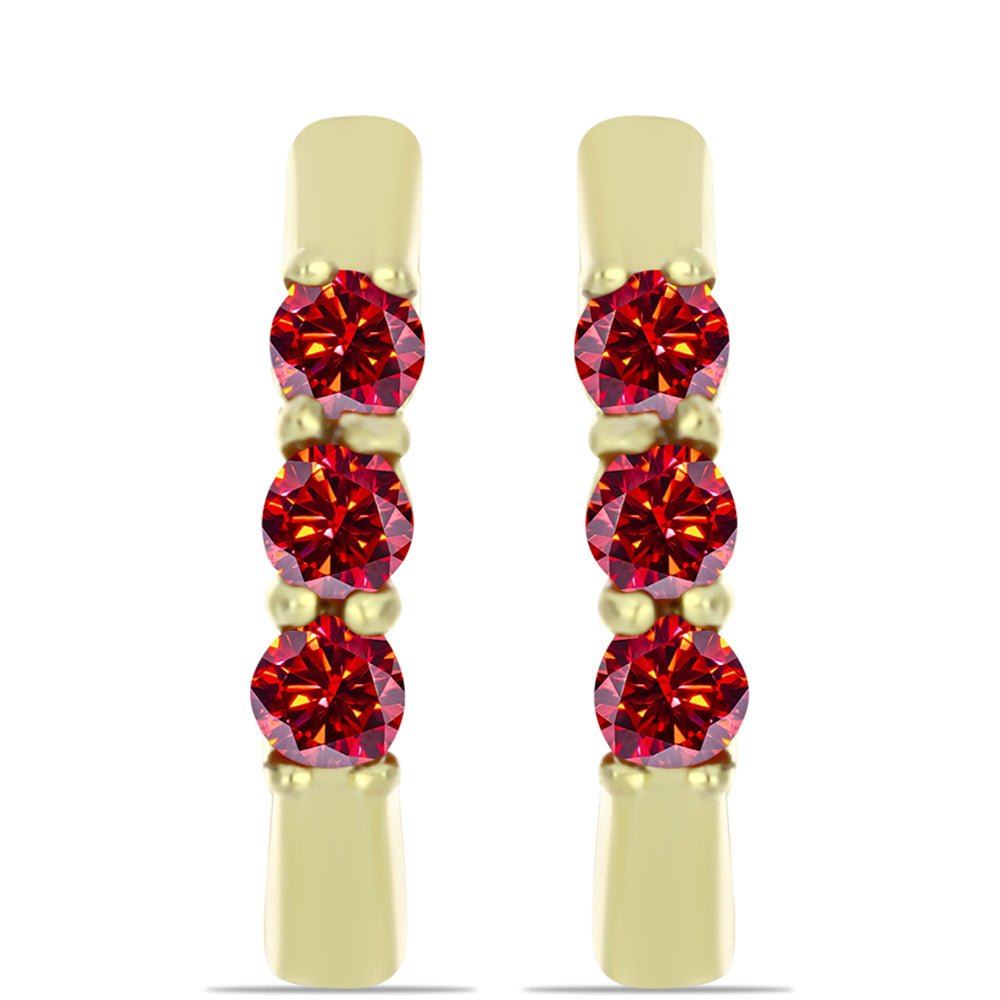 Cercei din Argint 925 Placat cu Aur ( 4.42 grame ) cu Moissanite Roșu Majestic 0.62 Carate 1 