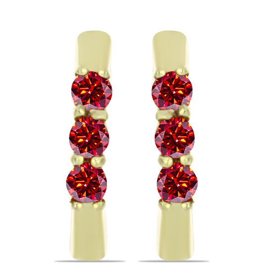 Cercei din Argint 925 Placat cu Aur ( 4.42 grame ) cu Moissanite Roșu Majestic 0.62 Carate
