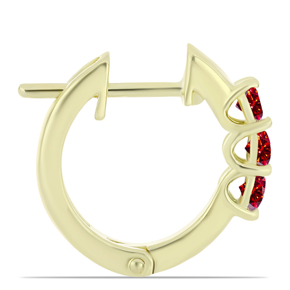 Cercei din Argint 925 Placat cu Aur ( 4.42 grame ) cu Moissanite Roșu Majestic 0.62 Carate 2 