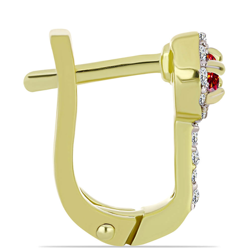 Cercei din Argint 925 Placat cu Aur ( 2.99 grame ) cu Moissanite Roșu Majestic și Topaz Alb 0.54 Carate