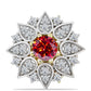 Broşă din Argint 925 Placat cu Aur ( 2.26 grame ) cu Moissanite Roșu Majestic și Topaz Alb 0.76 Carate