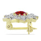 Broşă din Argint 925 Placat cu Aur ( 2.26 grame ) cu Moissanite Roșu Majestic și Topaz Alb 0.76 Carate