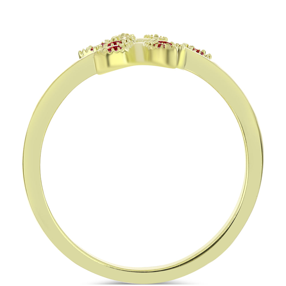 Inel din Argint 925 Placat cu Aur ( 2.74 grame ) cu Moissanite Roșu Majestic 0.1 Carate