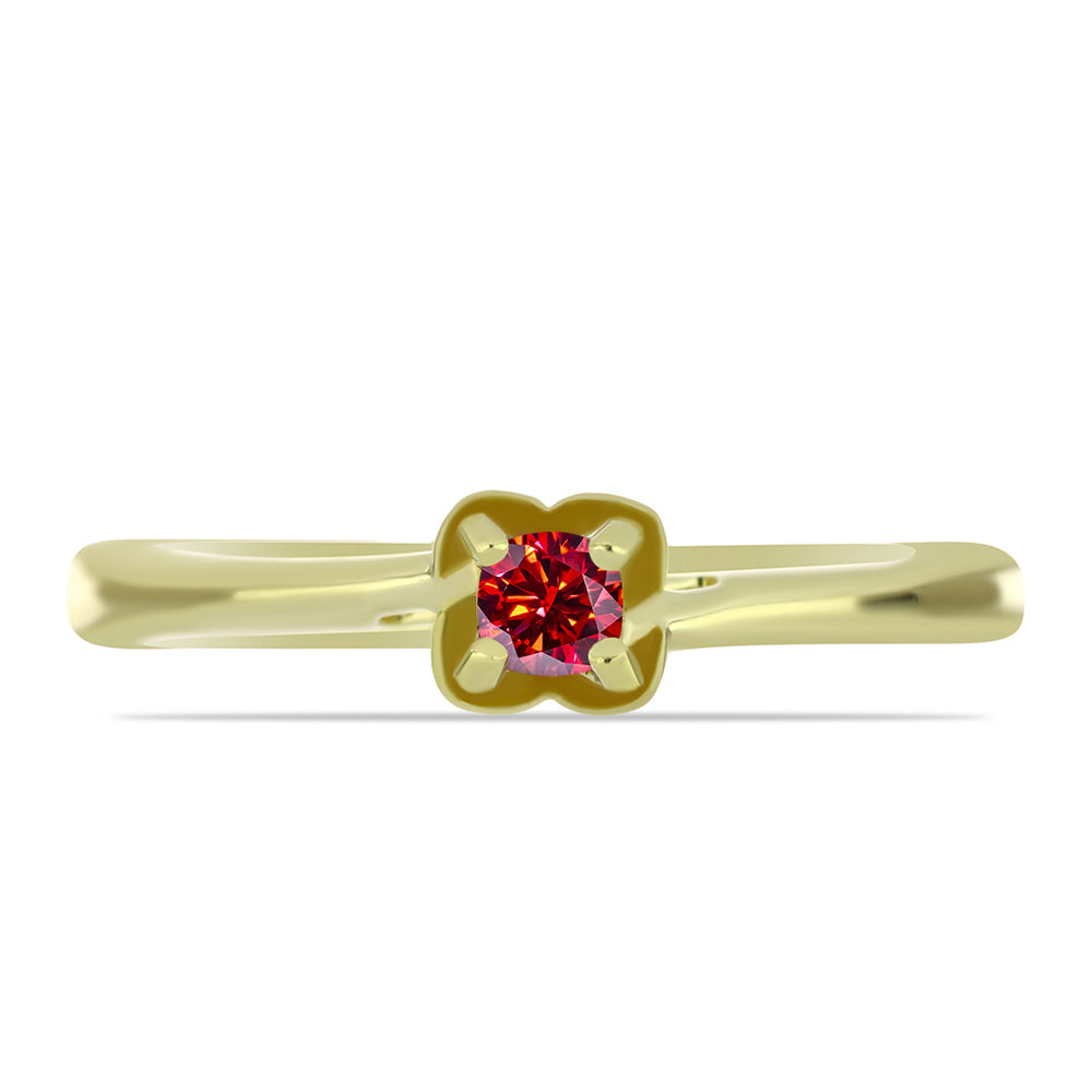 Inel din Argint 925 Placat cu Aur ( 2.24 grame ) cu Moissanite Roșu Majestic 0.14 Carate 1 