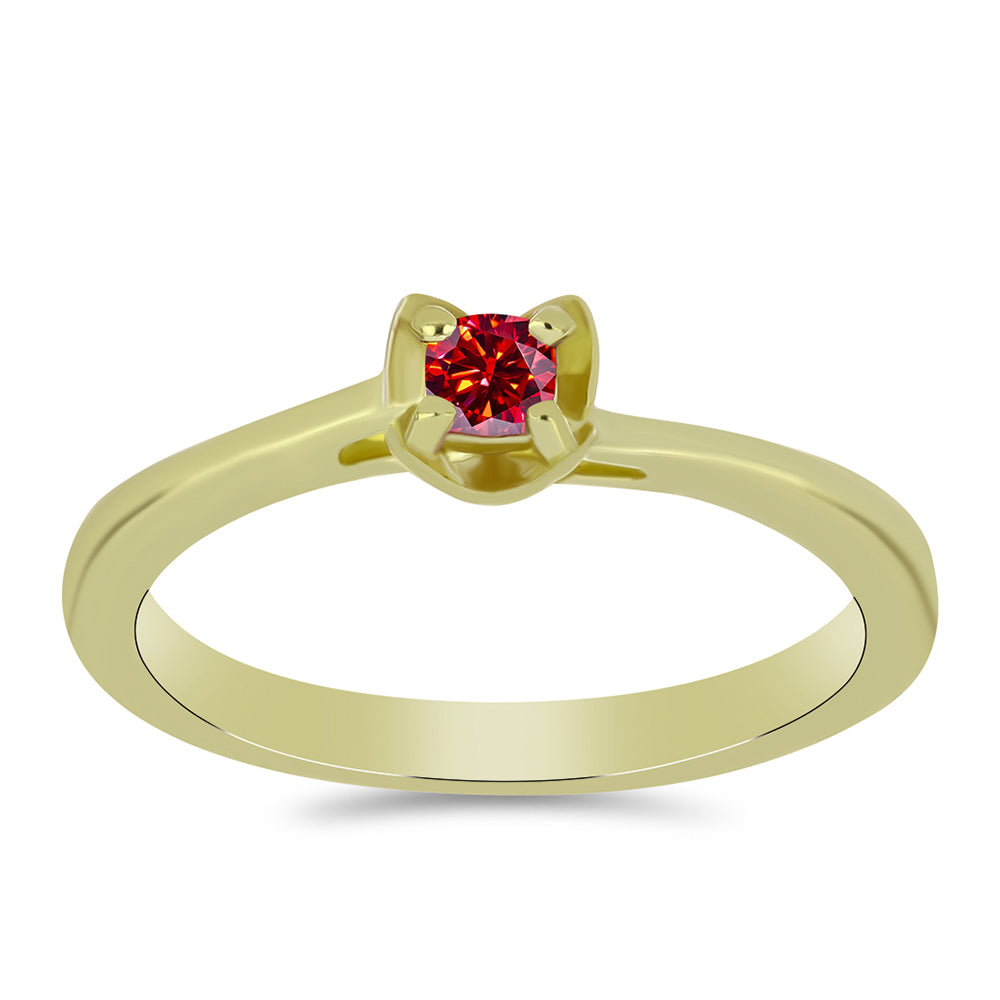 Inel din Argint 925 Placat cu Aur ( 2.24 grame ) cu Moissanite Roșu Majestic 0.14 Carate 3 