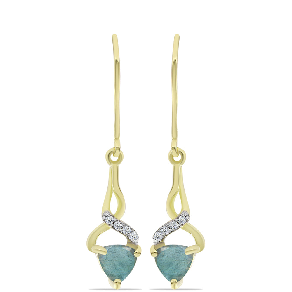 Cercei din Argint 925 Placat cu Aur ( 1.81 grame ) cu Labradorit și Topaz Alb 1.08 Carate