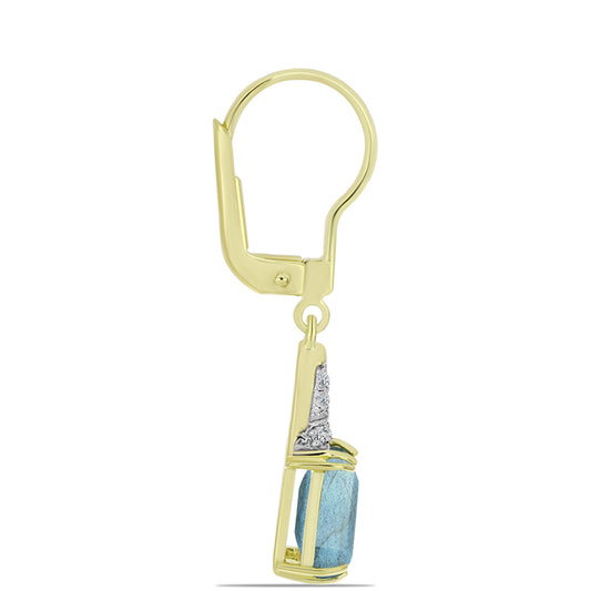 Cercei din Argint 925 Placat cu Aur ( 2.29 grame ) cu Labradorit și Topaz Alb 3.37 Carate
