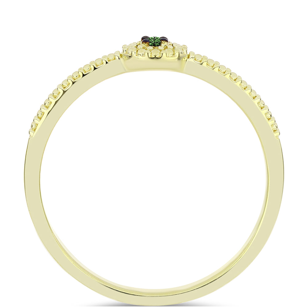 Inel din Argint 925 Placat cu Aur ( 1.78 grame ) cu Diamant Verde 0.03 Carate 2 