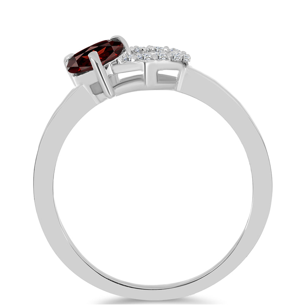 Inel din Argint 925 ( 1.97 grame ) cu Granat Barton și Topaz Alb 0.68 Carate