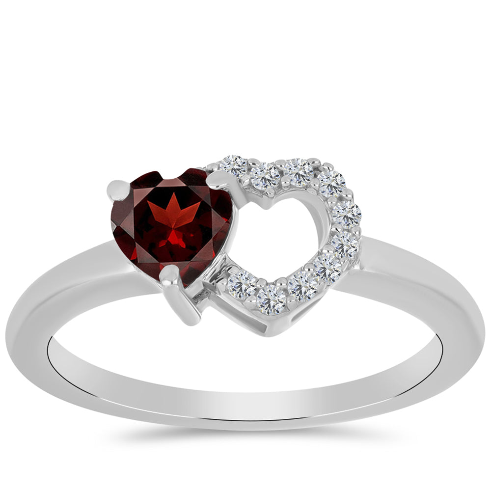 Inel din Argint 925 ( 1.97 grame ) cu Granat Barton și Topaz Alb 0.68 Carate