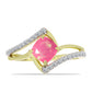 Inel din Argint 925 Placat cu Aur ( 2.04 grame ) cu Opal Etiopian Roz Lega Dembi și Topaz Alb 0.69 Carate
