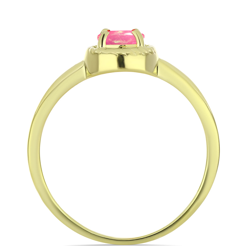 Inel din Argint 925 Placat cu Aur ( 1.96 grame ) cu Opal Etiopian Roz Lega Dembi 0.26 Carate 2 