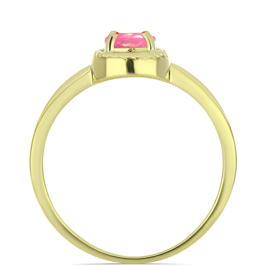 Inel din Argint 925 Placat cu Aur ( 1.96 grame ) cu Opal Etiopian Roz Lega Dembi 0.26 Carate