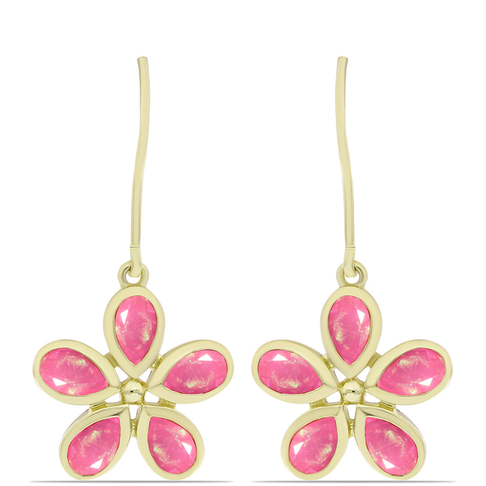 Cercei din Argint 925 Placat cu Aur ( 3.03 grame ) cu Opal Etiopian Roz Lega Dembi 1.24 Carate 1 