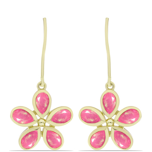 Cercei din Argint 925 Placat cu Aur ( 3.03 grame ) cu Opal Etiopian Roz Lega Dembi 1.24 Carate