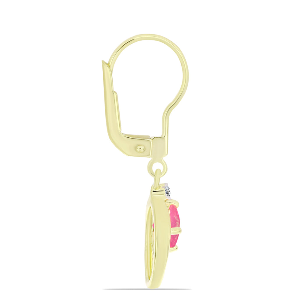 Cercei din Argint 925 Placat cu Aur ( 2.27 grame ) cu Opal Etiopian Roz Lega Dembi și Topaz Alb 0.72 Carate 2 