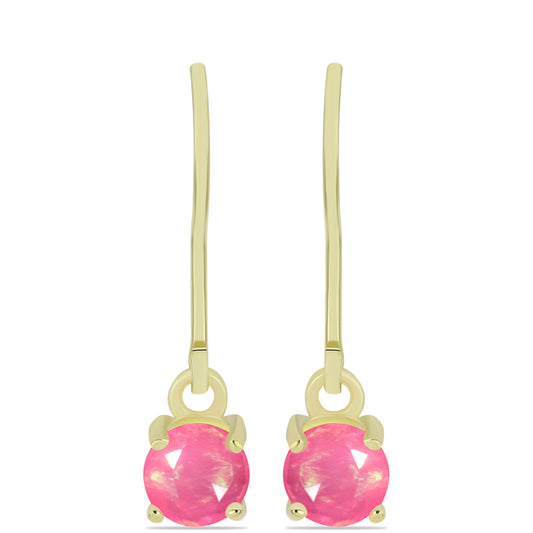 Cercei din Argint 925 Placat cu Aur ( 1.31 grame ) cu Opal Etiopian Roz Lega Dembi 0.54 Carate