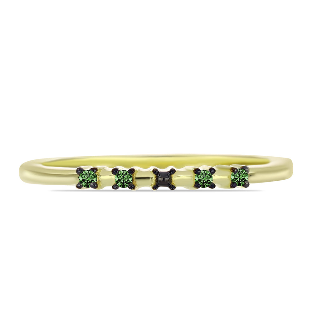 Inel din Argint 925 Placat cu Aur ( 1.55 grame ) cu Diamant Verde 0.06 Carate 1 