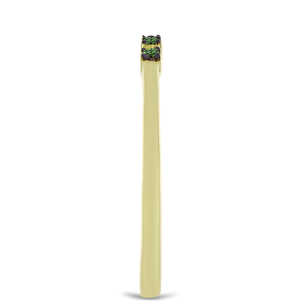 Inel din Argint 925 Placat cu Aur ( 1.55 grame ) cu Diamant Verde 0.06 Carate 4 