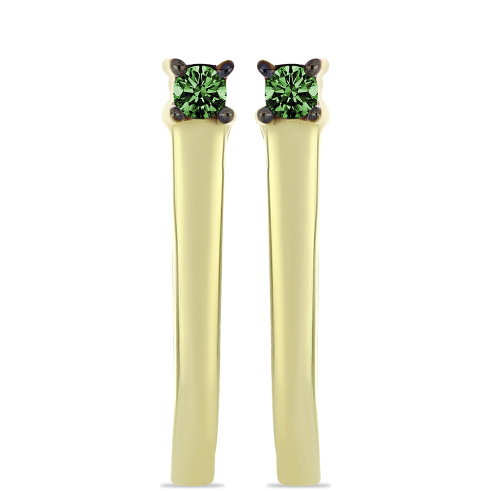 Cercei din Argint 925 Placat cu Aur ( 1.39 grame ) cu Diamant Verde 0.05 Carate