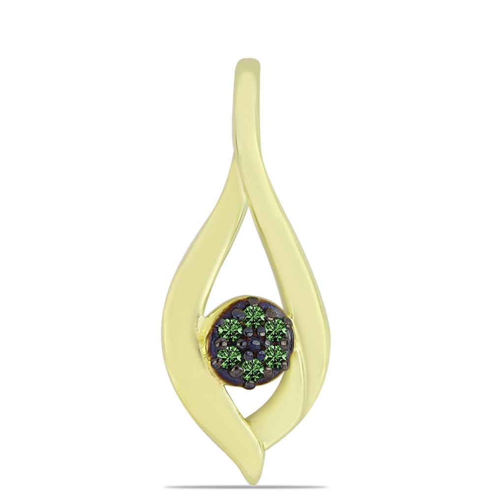 Pandantiv din Argint 925 Placat cu Aur ( 1.15 grame ) cu Diamant Verde 0.05 Carate 1 