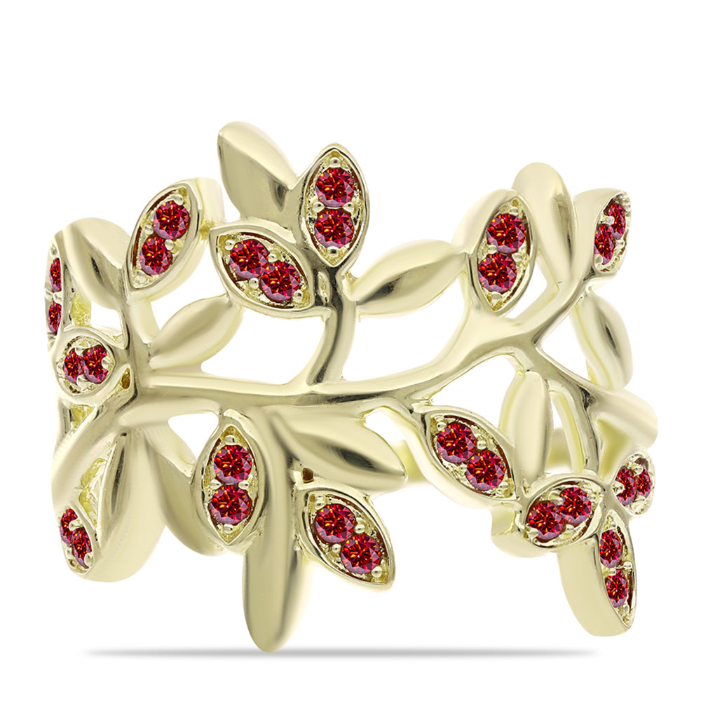 Inel din Argint 925 Placat cu Aur ( 3.73 grame ) cu Moissanite Roșu Majestic 0.22 Carate