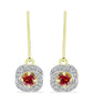 Cercei din Argint 925 Placat cu Aur ( 2.98 grame ) cu Moissanite Roșu Majestic și Topaz Alb 0.78 Carate