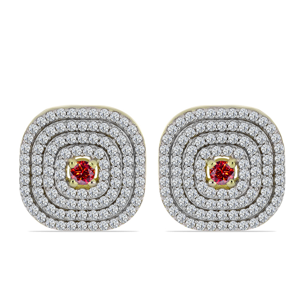 Cercei din Argint 925 Placat cu Aur ( 7.13 grame ) cu Moissanite Roșu Majestic și Topaz Alb 1.95 Carate 1 