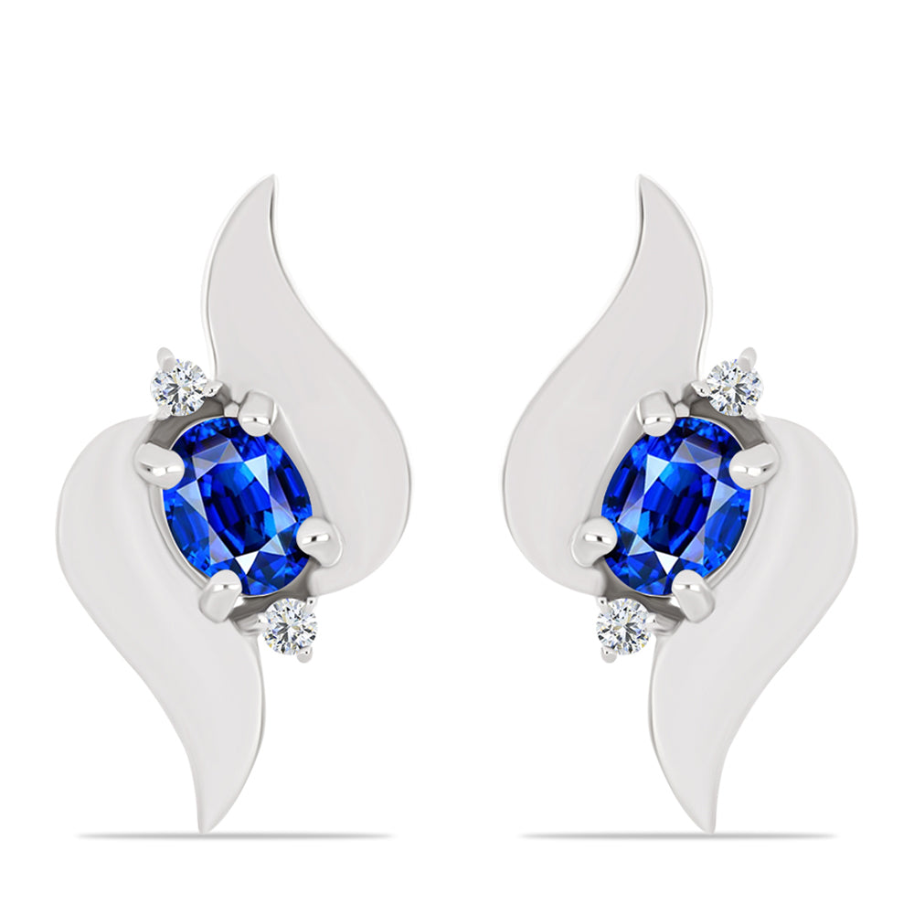 Cercei din Argint 925 ( 1.62 grame ) cu Safir Albastru Australian și Topaz Alb 0.54 Carate