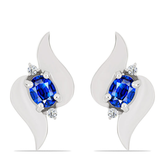 Cercei din Argint 925 ( 1.62 grame ) cu Safir Albastru Australian și Topaz Alb 0.54 Carate