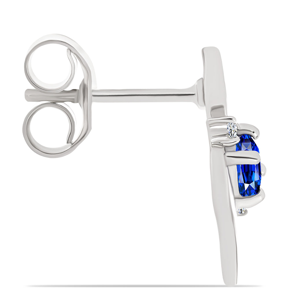 Cercei din Argint 925 ( 1.62 grame ) cu Safir Albastru Australian și Topaz Alb 0.54 Carate 2 