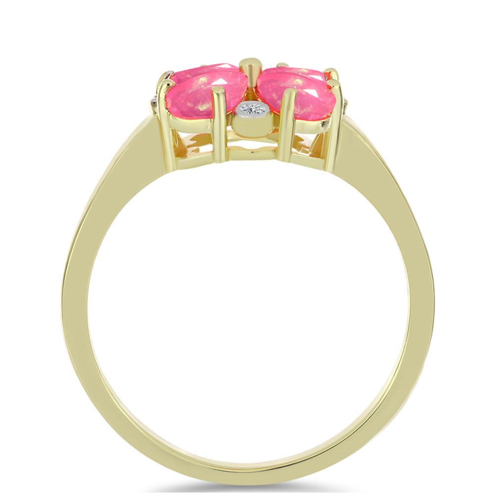 Inel din Argint 925 Placat cu Aur ( 2.57 grame ) cu Opal Etiopian Roz Lega Dembi și Topaz Alb 1.02 Carate