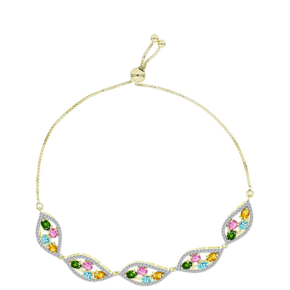 Brățară din Argint 925 Placat cu Aur ( 7.93 grame ) cu Turmalină Chakra și Topaz Alb 4.78 Carate 1 