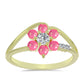 Inel din Argint 925 Placat cu Aur ( 2.48 grame ) cu Opal Etiopian Roz Lega Dembi și Topaz Alb 0.66 Carate