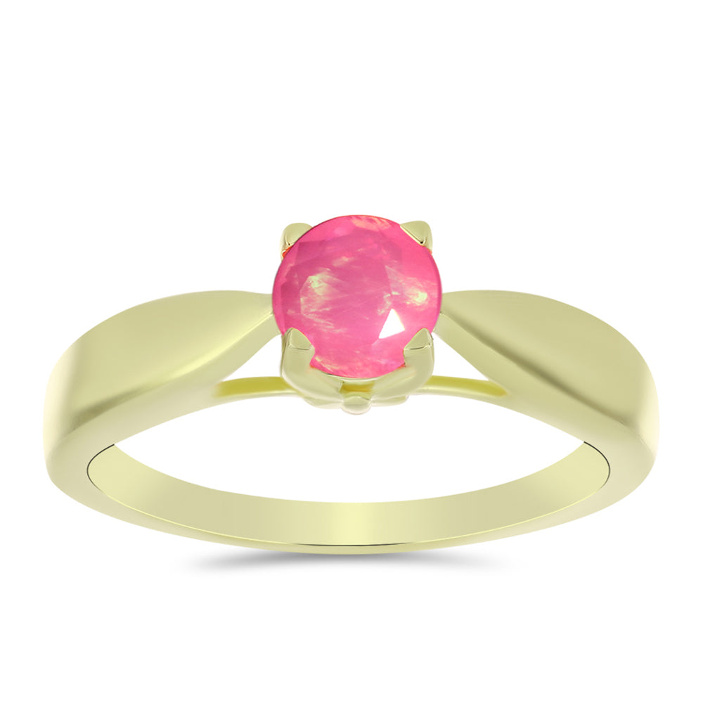 Inel din Argint 925 Placat cu Aur ( 2.87 grame ) cu Opal Etiopian Roz Lega Dembi 0.49 Carate 3 