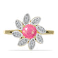 Inel din Argint 925 Placat cu Aur ( 3.19 grame ) cu Opal Etiopian Roz Lega Dembi și Topaz Alb 0.62 Carate