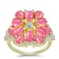 Inel din Argint 925 Placat cu Aur ( 6.01 grame ) cu Opal Etiopian Roz Lega Dembi și Topaz Alb 2.76 Carate