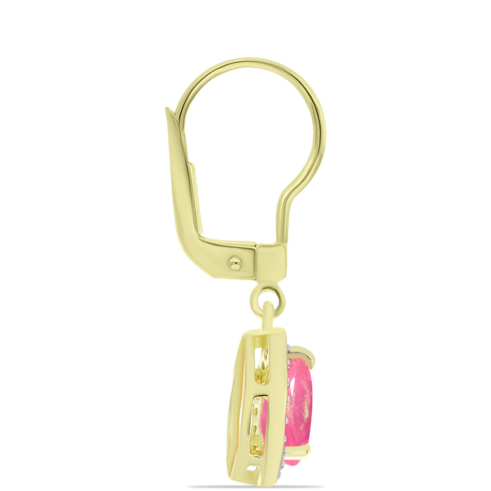 Cercei din Argint 925 Placat cu Aur ( 2.24 grame ) cu Opal Etiopian Roz Lega Dembi și Topaz Alb 1.11 Carate 2 