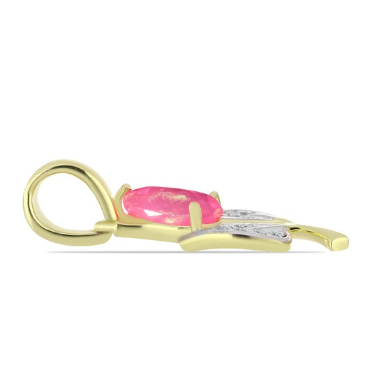 Pandantiv din Argint 925 Placat cu Aur ( 1.11 grame ) cu Opal Etiopian Roz Lega Dembi și Topaz Alb 0.54 Carate