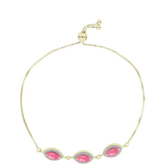 Brățară din Argint 925 Placat cu Aur ( 4.24 grame ) cu Opal Etiopian Roz Lega Dembi și Topaz Alb 1.31 Carate