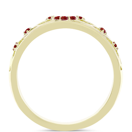 Inel din Argint 925 Placat cu Aur ( 3.01 grame ) cu Moissanite Roșu Majestic 0.08 Carate