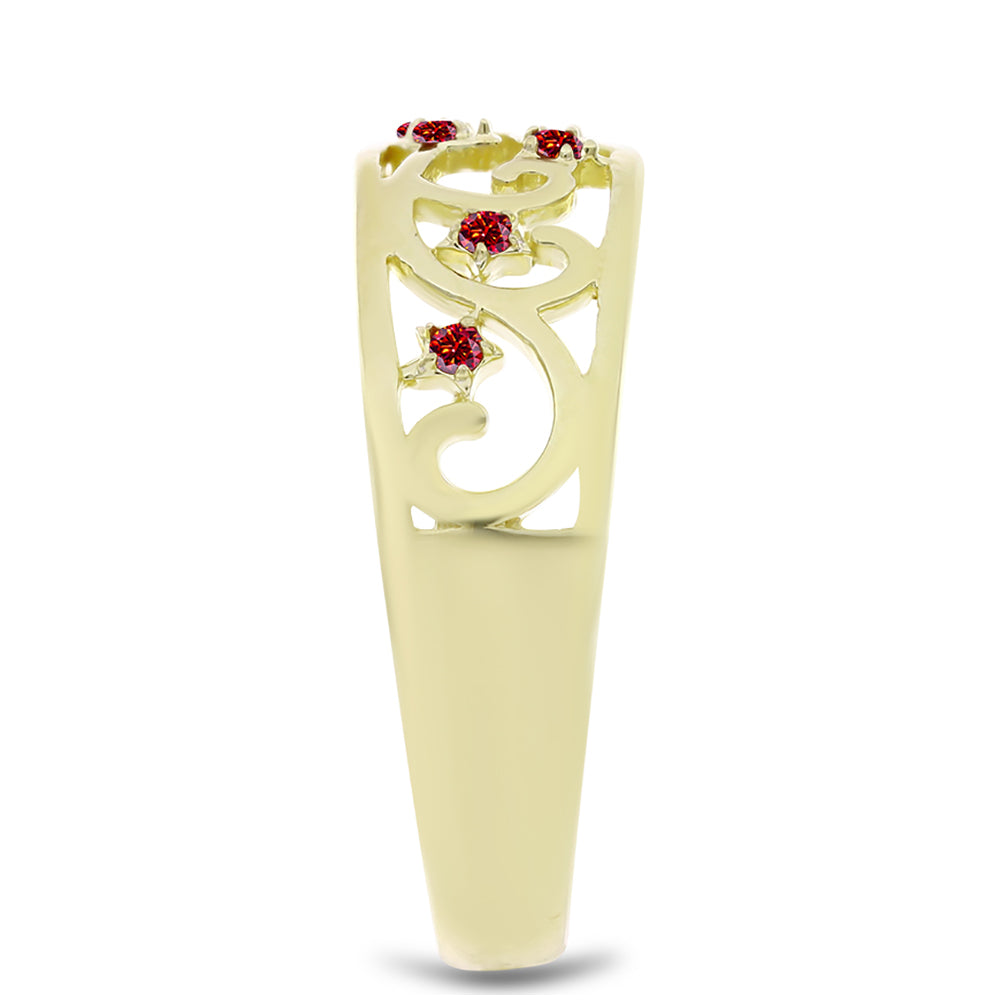 Inel din Argint 925 Placat cu Aur ( 3.01 grame ) cu Moissanite Roșu Majestic 0.08 Carate 4 