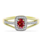 Inel din Argint 925 Placat cu Aur ( 3.41 grame ) cu Moissanite Roșu Majestic și Topaz Alb 0.74 Carate