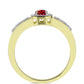 Inel din Argint 925 Placat cu Aur ( 3.41 grame ) cu Moissanite Roșu Majestic și Topaz Alb 0.74 Carate