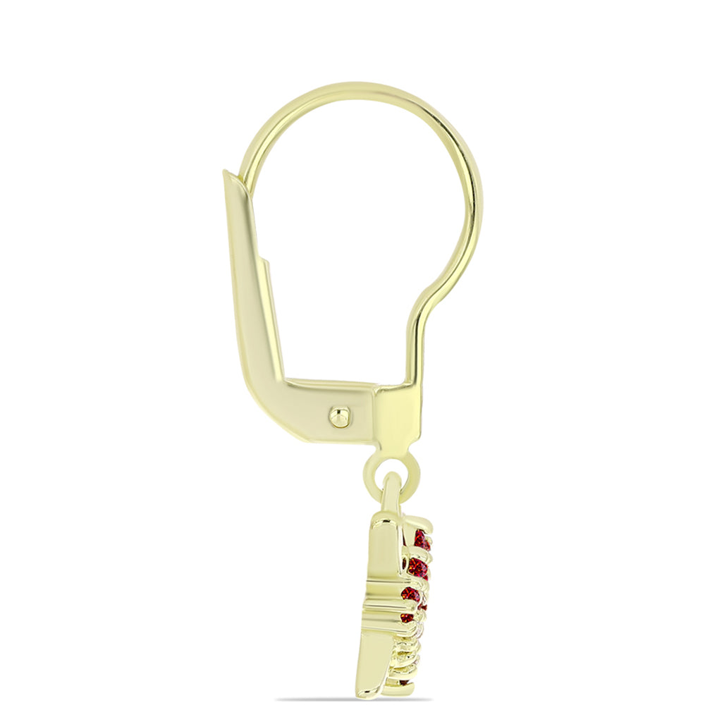 Cercei din Argint 925 Placat cu Aur ( 2.1 grame ) cu Moissanite Roșu Majestic 0.26 Carate 2 